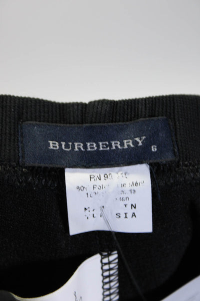 Burberry Girls Faux Leather Trim Ribbed Ankle Leggings Black Size 6