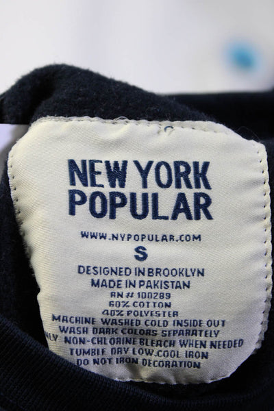 New York Popular Women's Long Sleeve Fleece Crewneck Sweatshirt Navy Size S