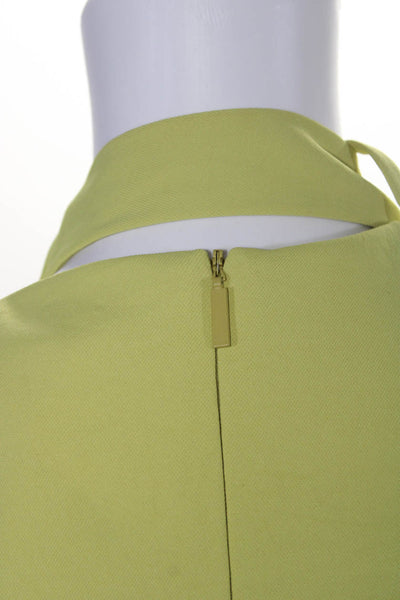 Tibi Womens Sleeveless Asymmetrical Tied Neck Sheath Dress Lime Green Size 2
