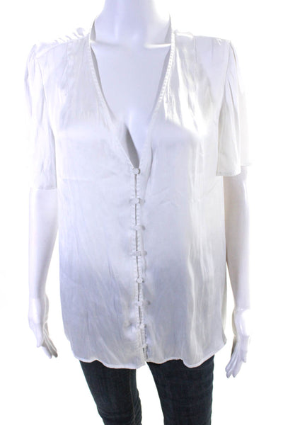 Paige Black Label Womens Short Sleeve Button Down Shirt White Size Large