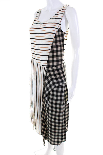 Belstaff Womens Striped Print Round Neck Split Hem Tank Dress Multicolor Size 38