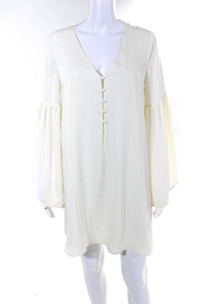 L'Academie Womens Long Sleeve V Neck Shirt Dress White Size Small