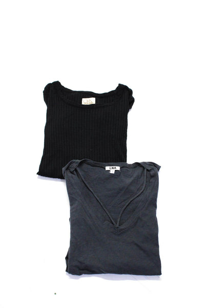 LNA Chaser Womens V Neck Tee Shirt Sweater Gray Black Size Small Medium Lot 2