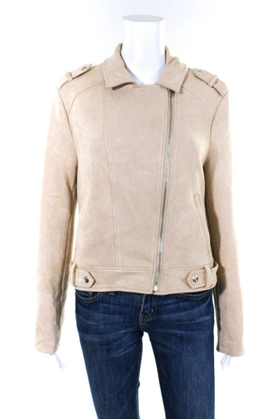 Jack by BB DAKOTA Women's Asymmetric Short Zip Jacket Beige Size M