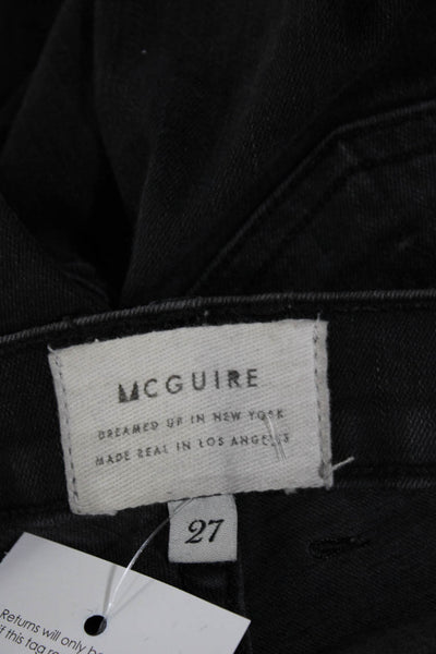 McGuire Womens Cotton Denim Mid-Rise Distressed Skinny Jeans Black Size 27