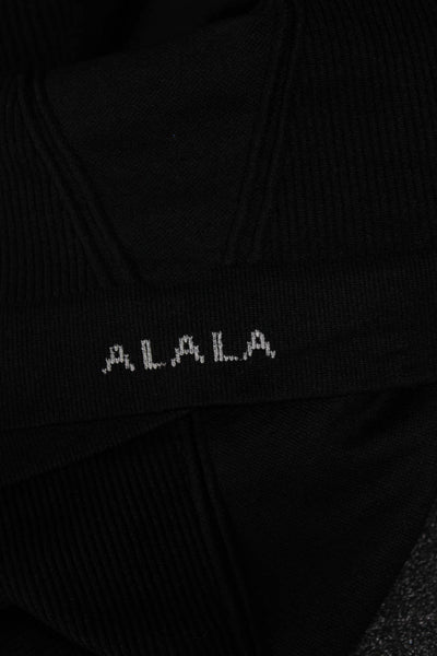 ALALA Womens Black Ribbed Knit Scoop Neck Stretch Long Sleeve Top Size M