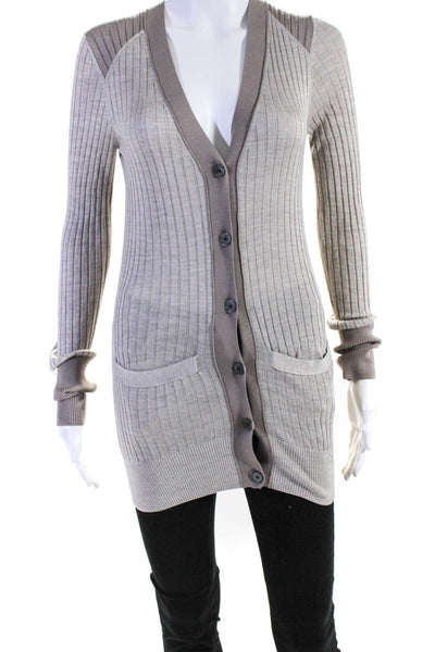 Marc By Marc Jacobs Womens Silk Thin-Knit V-Neck Sweater Cardigan Gray Size XS