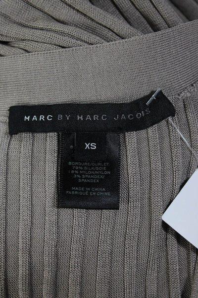 Marc By Marc Jacobs Womens Silk Thin-Knit V-Neck Sweater Cardigan Gray Size XS