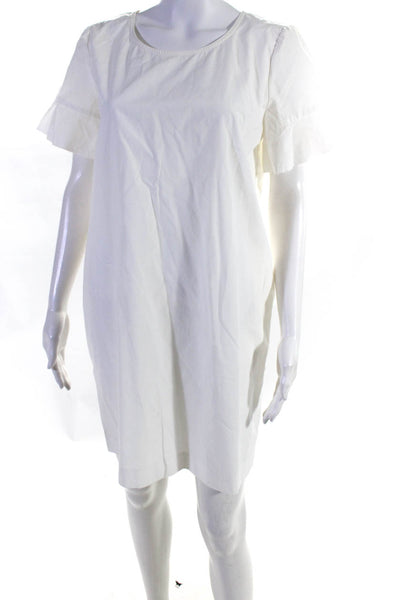 Madewell Womens Cotton Strappy Back Round Neck Mini T-Shirt Dress White Size M