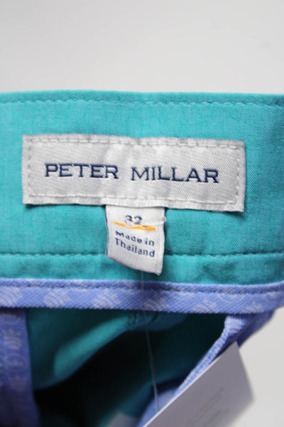 Peter Millar Men's Flat Front Chino Short Blue Size 32