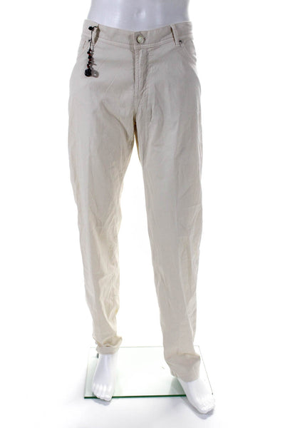 Marco Pescarolo Men's Five Pockets Straight Leg Casual Pant Ivory Size 54