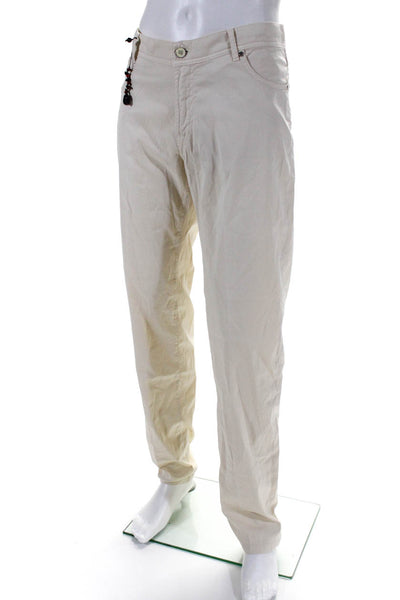 Marco Pescarolo Men's Five Pockets Straight Leg Casual Pant Ivory Size 54