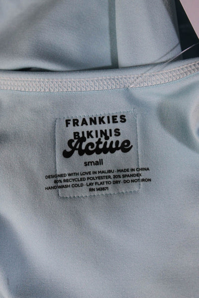 Frankies Bikinis Womens Scoop Neck Long Sleeves Cutout Side Jumpsuit Blue Size S