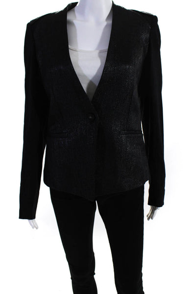 Helmut Lang Women's Textured Collarless Blazer Jacket Black Size 6