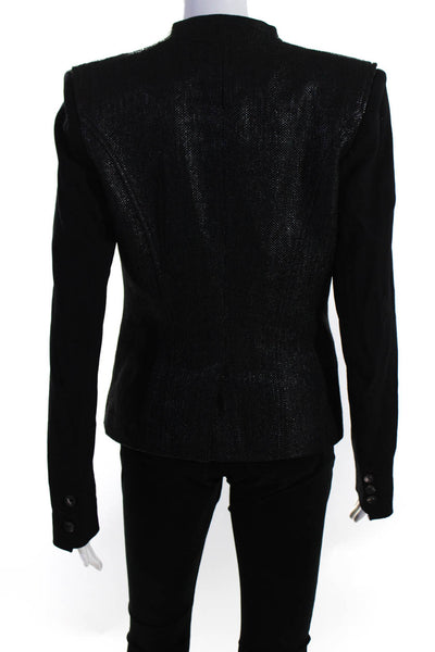 Helmut Lang Women's Textured Collarless Blazer Jacket Black Size 6