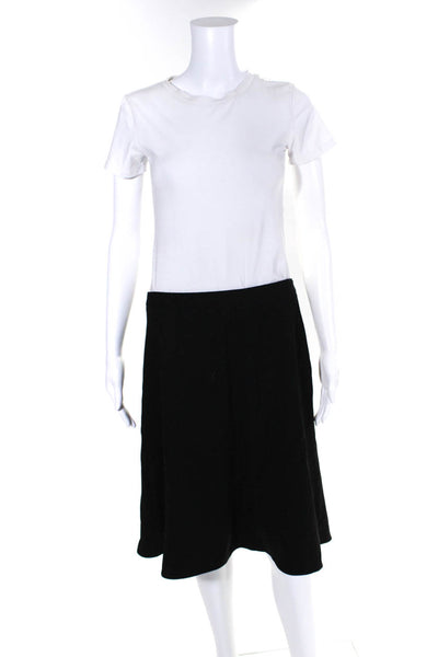Giorgio Armani Womens Back Zip Knee Length A Line Skirt Black Wool Size IT 44