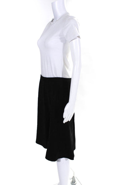 Giorgio Armani Womens Back Zip Knee Length A Line Skirt Black Wool Size IT 44