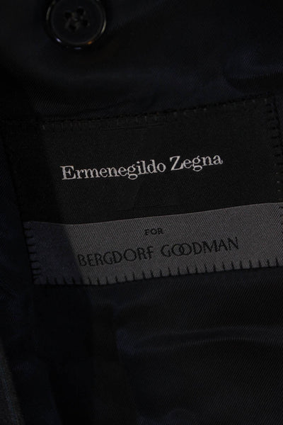 Ermenegildo Zegna Mens Striped Three Button Blazer Blue Size EUR 54 Long