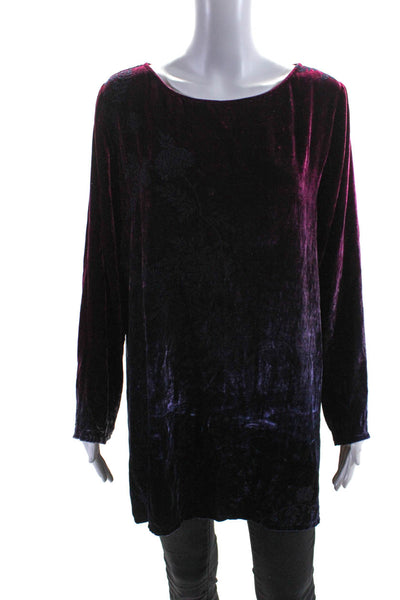 Helen David Womens Ombre Long Sleeve Velvet Tunic Blouse Purple One Size