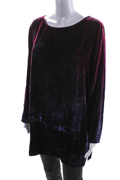 Helen David Womens Ombre Long Sleeve Velvet Tunic Blouse Purple One Size