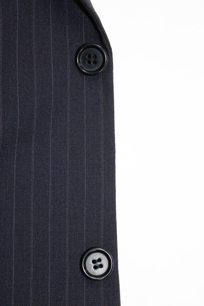 Boss Hugo Boss Mens Striped Three Button Blazer Navy Blue Wool Size 42 Tall