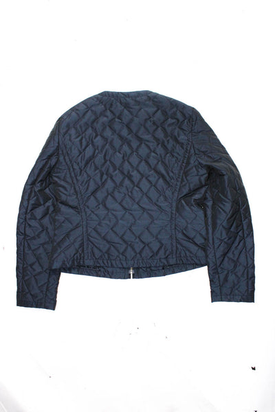 Brooks Brothers Kids Round Neck Full Zip Long Sleeves Quilted Coat Blue Size 8P