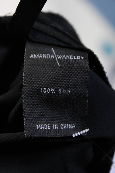 Amanda Wakeley Womens Side Zip Pleated Trim Silk Long Skirt Black Size 12