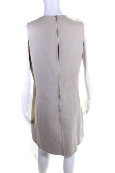 Calvin Klein Collection Womens Back Zip V Neck Shift Dress Beige Wool Size IT 46