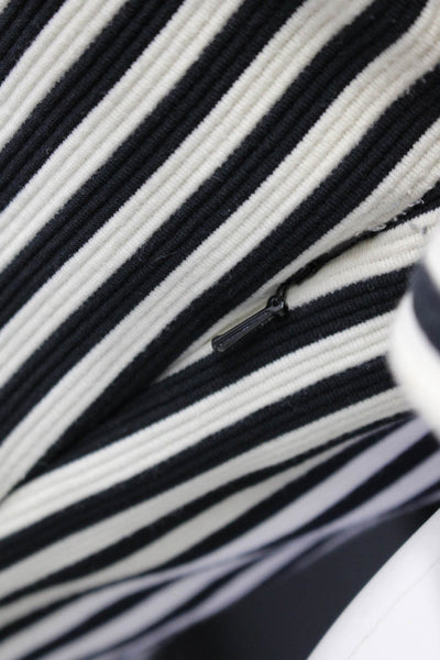 Madewell Women's Short Sleeve Striped Pleated Tea Dress Black White Size 8
