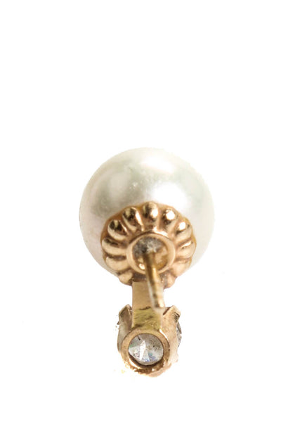 Designer Womens 18K Yellow Gold Pearl Diamond Earrings White