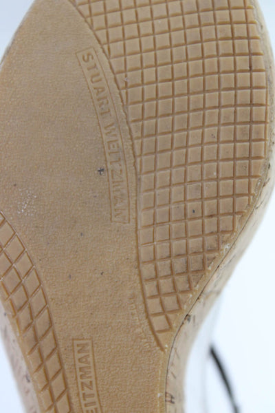 Stuart Weitzman Womens Platform Strappy Sandals Brown Patent Leather Size 8.5