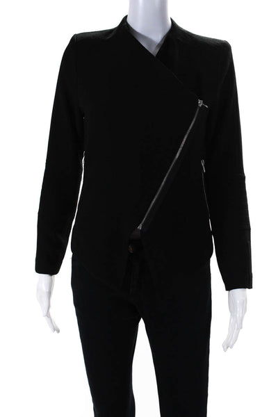 BB Dakota Womens Long Sleeve Asymmetrical Side Zipper Jacket Black Size S