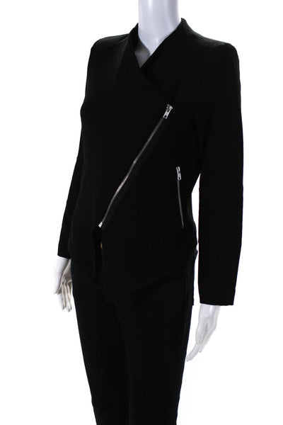 BB Dakota Womens Long Sleeve Asymmetrical Side Zipper Jacket Black Size S