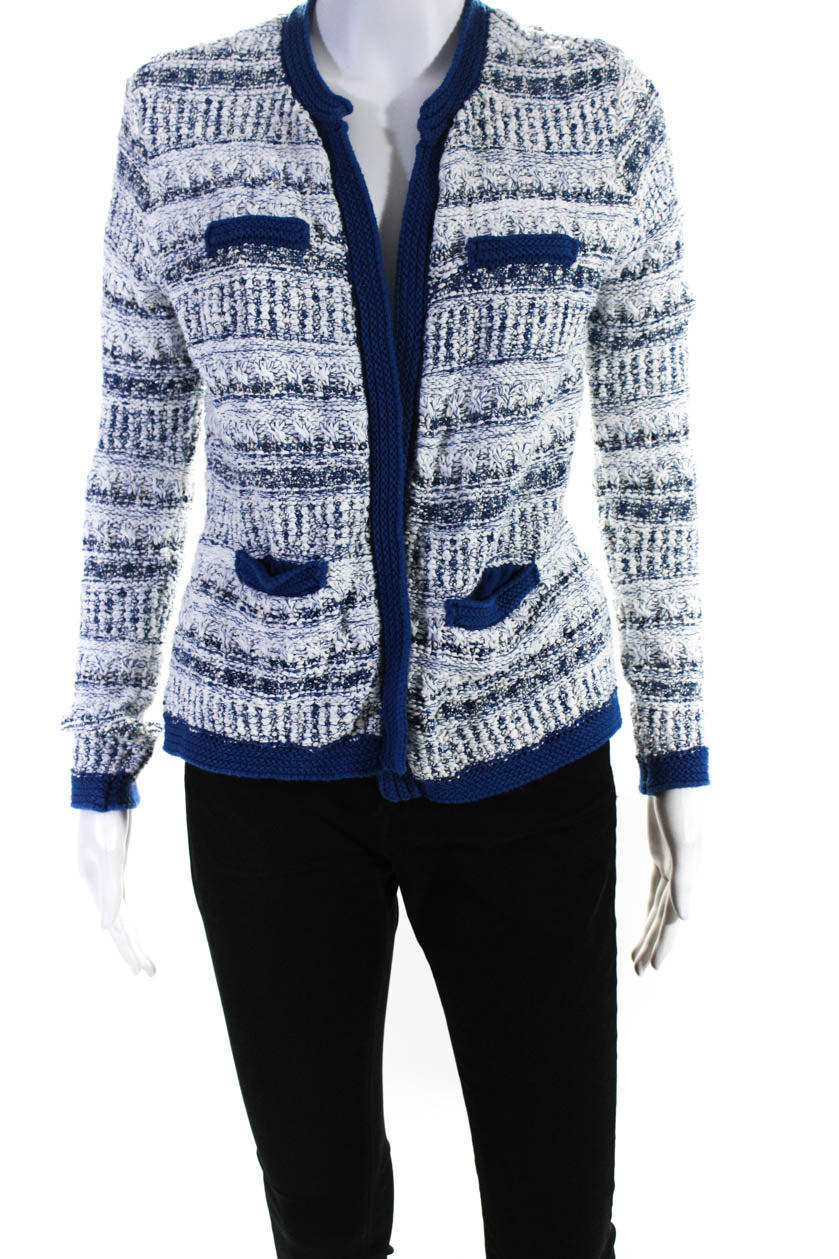 J. Mclaughlin Womens Metallic Knit Hook & Eye Jacket Blue White Size E -  Shop Linda's Stuff