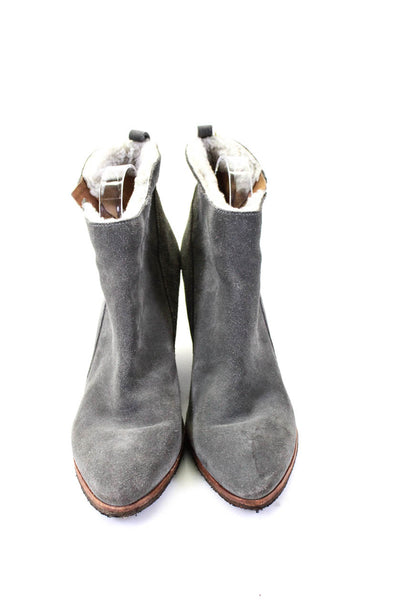 Belle Sigerson Morrison Womens Almond Toe Wedge Ankle Boots Gray Suede Size 7