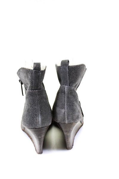 Belle Sigerson Morrison Womens Almond Toe Wedge Ankle Boots Gray Suede Size 7