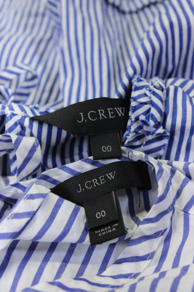 J Crew Womens Striped Ruffle Top Blouse Blue White Size 00 Lot 2