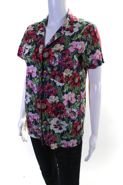 ONIA Women's Collar Short Sleeves Button Down Shirt Floral Size XS