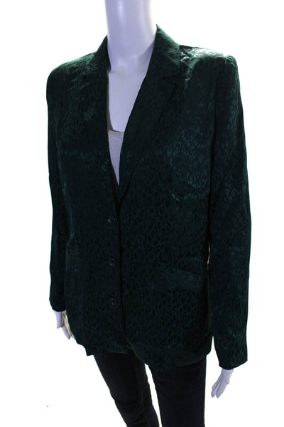 L Space Women's Collar Long Sleeves One Button Blazer Green Size 2