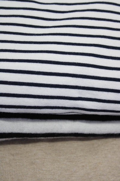 J Crew Womens Striped Print Boat Neck Knit Shirts White Ivory Size L XL Lot 3