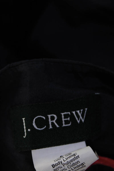 J Crew Women's Silk Lightweight Button Up Ruffle Jacket Navy Size 8
