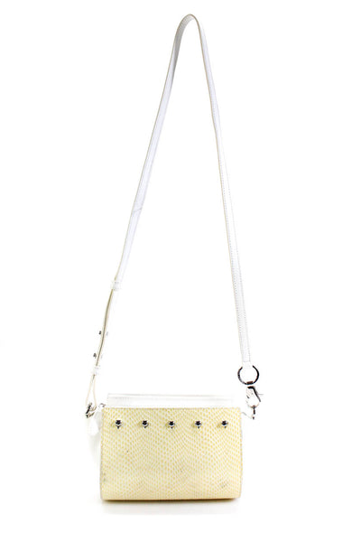 Alexander Wang Womens Yellow White Reptile Print Zip Shoulder Bag Handbag