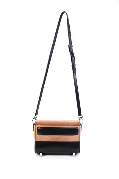 Alexander Wang Womens Brown Black Color Block Suede Shoulder Bag Handbag
