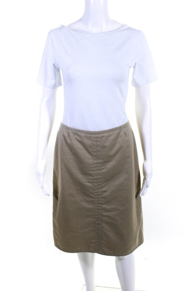 Barneys New York Womens Back Zip Knee Length Pencil Skirt Brown Cotton Size 6