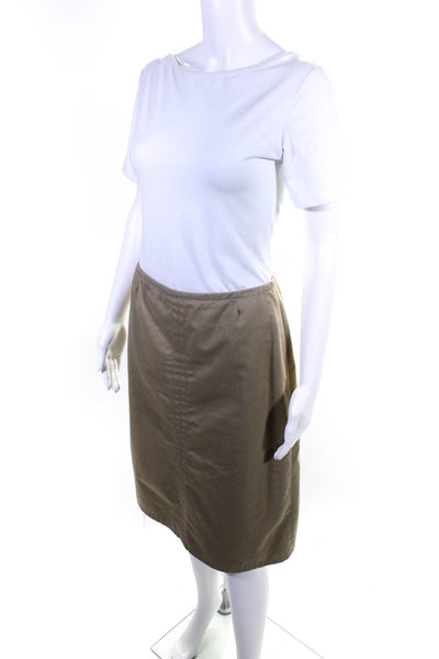 Barneys New York Womens Back Zip Knee Length Pencil Skirt Brown Cotton Size 6