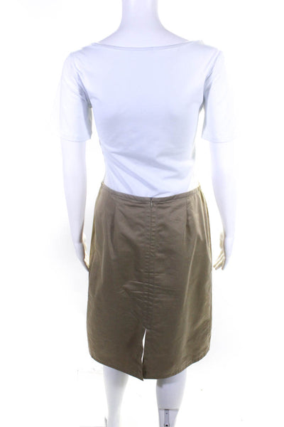 Barneys New York Womens Back Zip Knee Length Pencil Skirt Brown Cotton Size 6