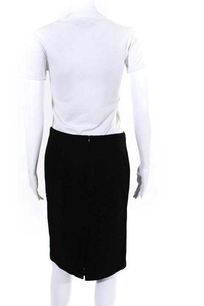 Mayle Women's High Rise Lined Cotton Zip Up Midi Pencil Skirt Black Size 4