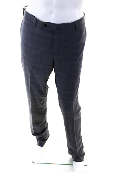 PT Torino Mens Gray Wool Plaid Techno Pleated Slim Fit Dress Pants Size 52