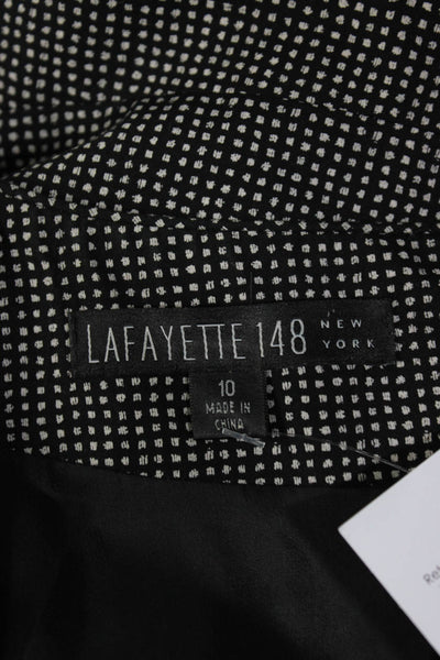 Lafayette 148 New York Womens Back Zip Dotted Shift Dress Black White Size 10
