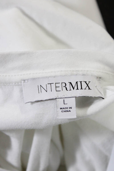Intermix Women's Cotton Short Sleeve Ruffle Blouse White Size L
